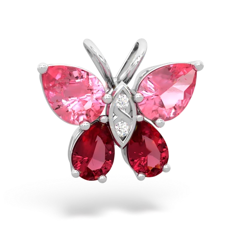 pink sapphire-lab ruby butterfly pendant