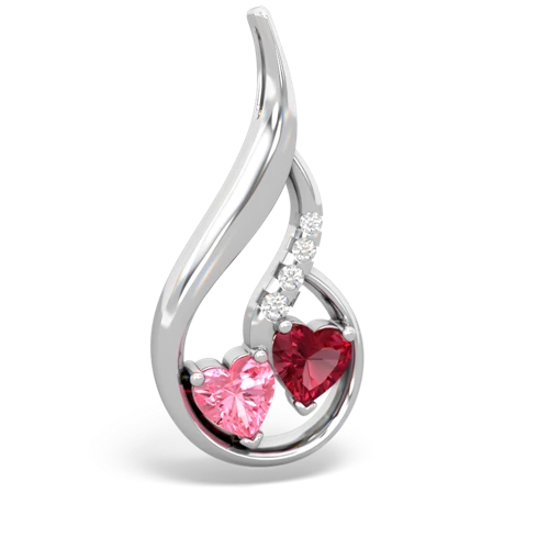pink sapphire-lab ruby keepsake swirl pendant