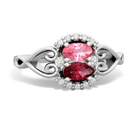 pink sapphire-lab ruby antique keepsake ring