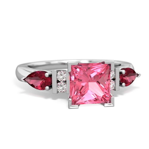 pink sapphire-lab ruby engagement ring