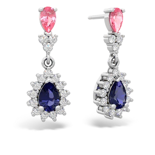 pink sapphire-lab sapphire dangle earrings