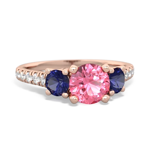 pink sapphire-lab sapphire trellis pave ring