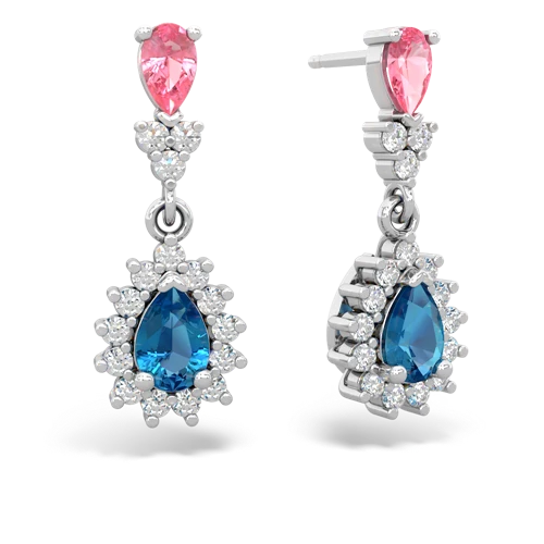 pink sapphire-london topaz dangle earrings