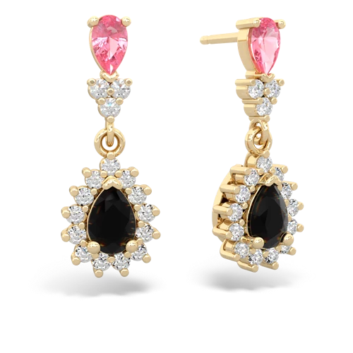 pink sapphire-onyx dangle earrings