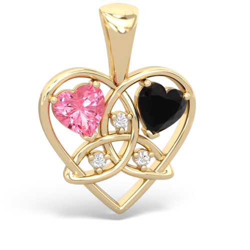 pink sapphire-onyx celtic heart pendant