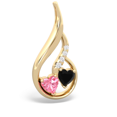 pink sapphire-onyx keepsake swirl pendant