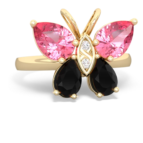 pink sapphire-onyx butterfly ring