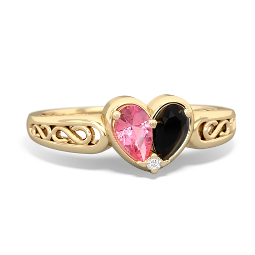 pink sapphire-onyx filligree ring