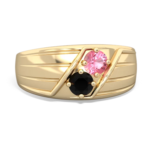 pink sapphire-onyx mens ring
