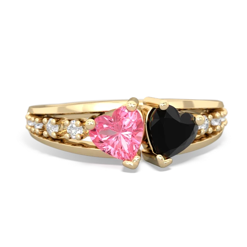 pink sapphire-onyx modern ring