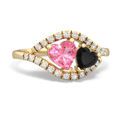 pink sapphire-onyx mother child ring