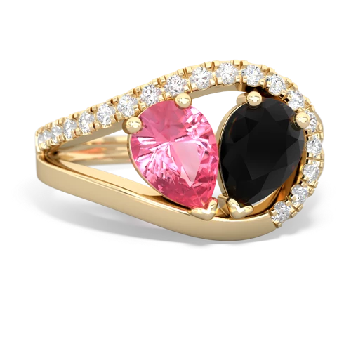 pink sapphire-onyx pave heart ring