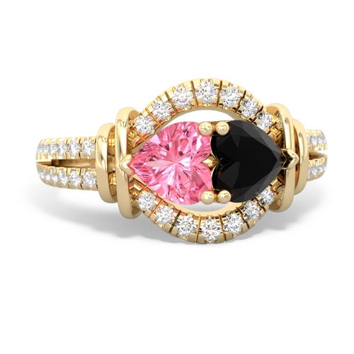 pink sapphire-onyx pave keepsake ring
