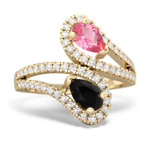 pink sapphire-onyx pave swirls ring
