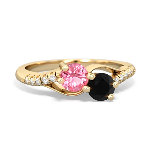pink sapphire-onyx two stone infinity ring