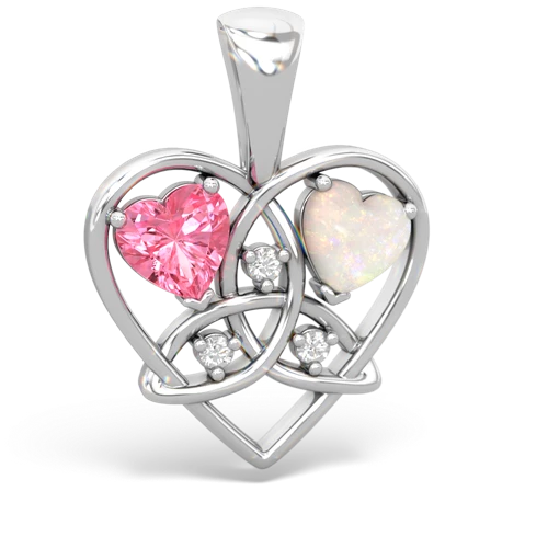 pink sapphire-opal celtic heart pendant