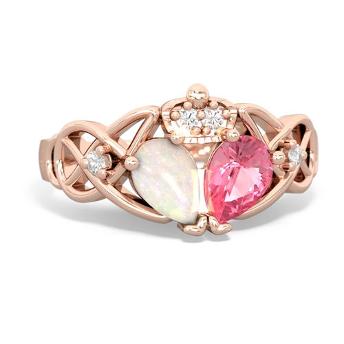 pink sapphire-opal claddagh ring