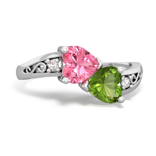 pink sapphire-peridot filligree ring