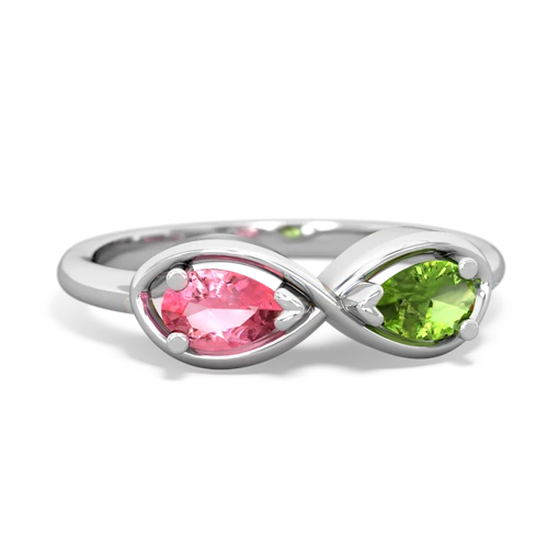 pink sapphire-peridot infinity ring