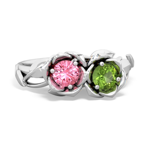 pink sapphire-peridot roses ring