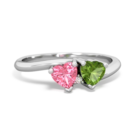 pink sapphire-peridot sweethearts promise ring