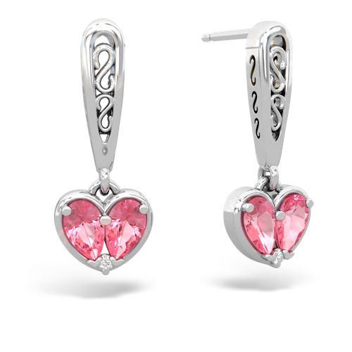 pink sapphire-pink sapphire filligree earrings