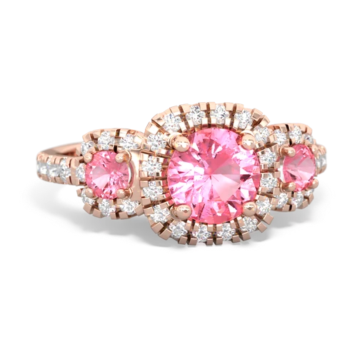 pink sapphire-garnet three stone regal ring