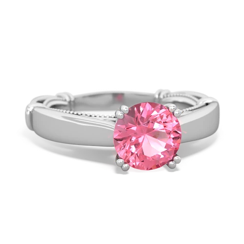 pink sapphire ornate solitaire ring