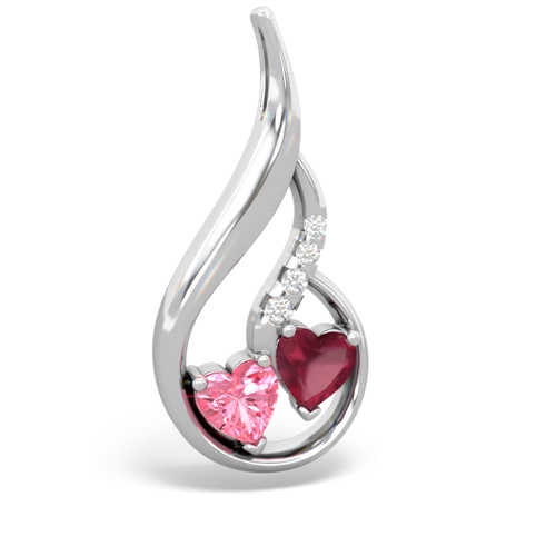 pink sapphire-ruby keepsake swirl pendant