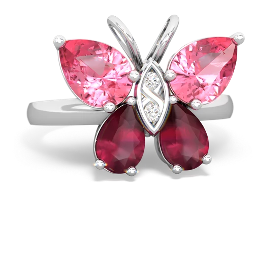 pink sapphire-ruby butterfly ring