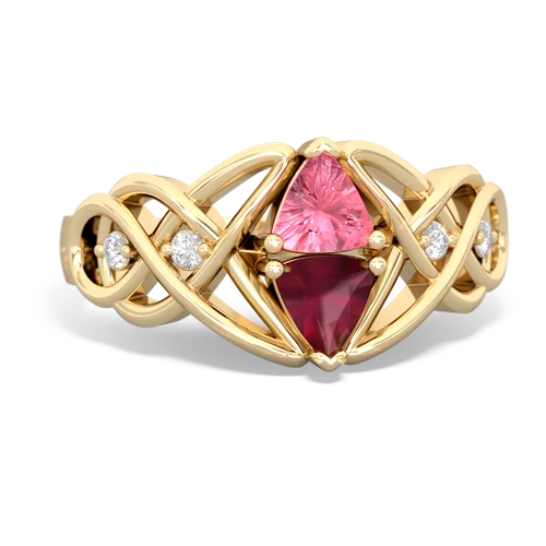 pink sapphire-ruby celtic knot ring