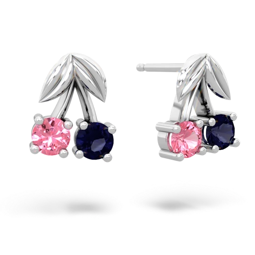 pink sapphire-sapphire cherries earrings