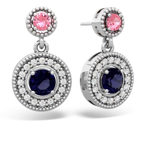 pink sapphire-sapphire halo earrings