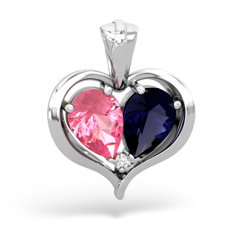 pink sapphire-sapphire half heart whole pendant