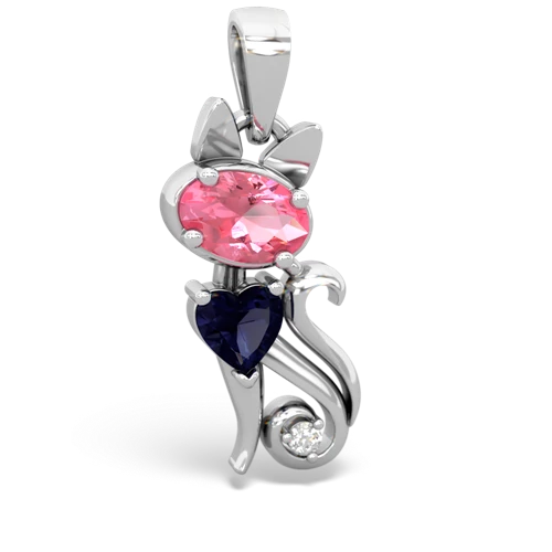 pink sapphire-sapphire kitten pendant