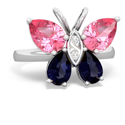 pink sapphire-sapphire butterfly ring