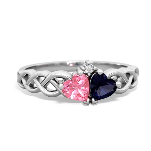 pink sapphire-sapphire celtic braid ring