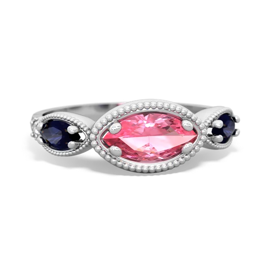 pink sapphire-sapphire milgrain marquise ring