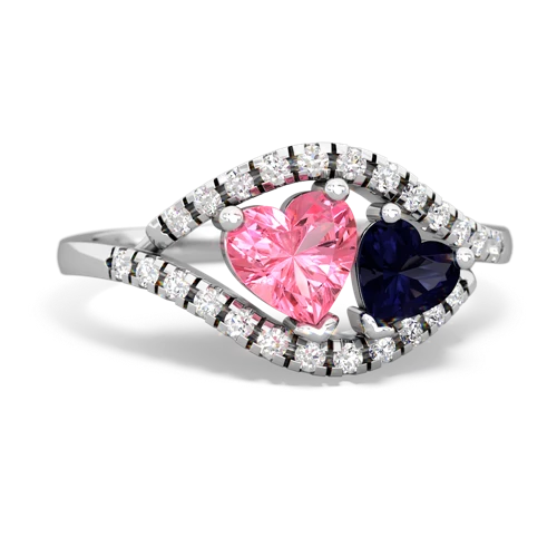 pink sapphire-sapphire mother child ring