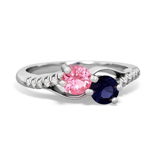 pink sapphire-sapphire two stone infinity ring