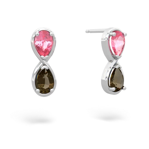 pink sapphire-smoky quartz infinity earrings
