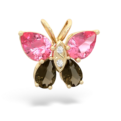 pink sapphire-smoky quartz butterfly pendant