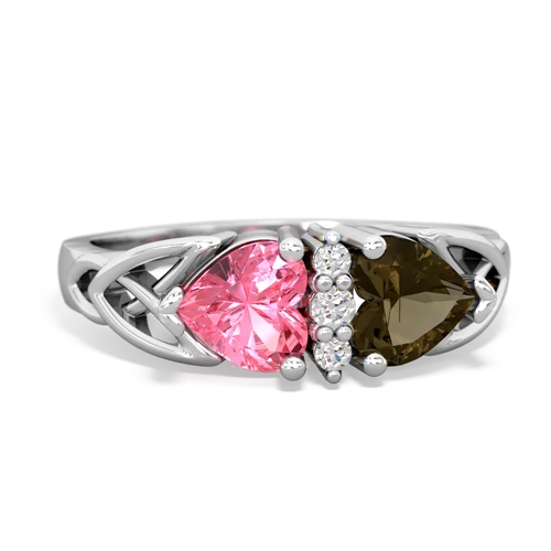 pink sapphire-smoky quartz celtic ring
