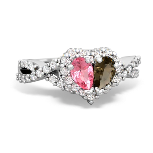 pink sapphire-smoky quartz engagement ring