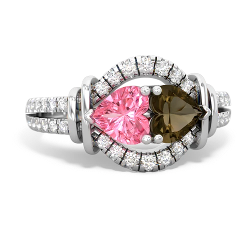 pink sapphire-smoky quartz pave keepsake ring