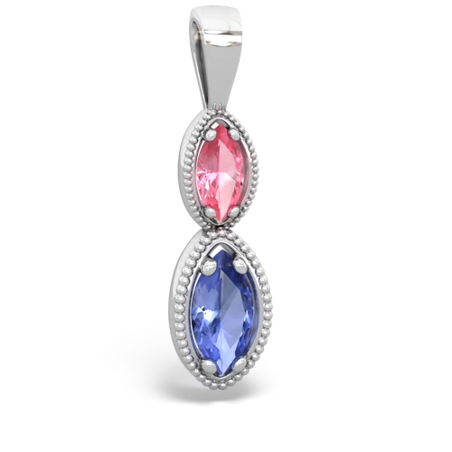 pink sapphire-tanzanite antique milgrain pendant