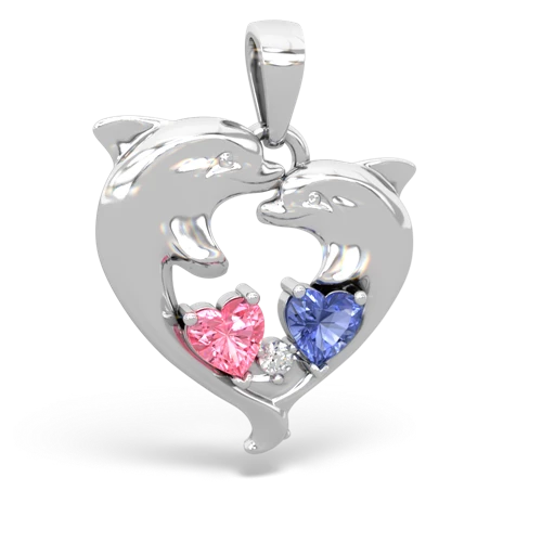 pink sapphire-tanzanite dolphins pendant