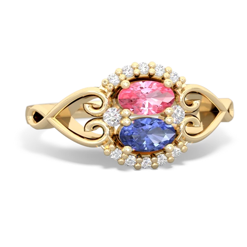 pink sapphire-tanzanite antique keepsake ring