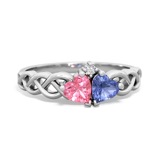pink sapphire-tanzanite celtic braid ring