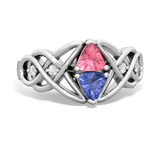 pink sapphire-tanzanite celtic knot ring